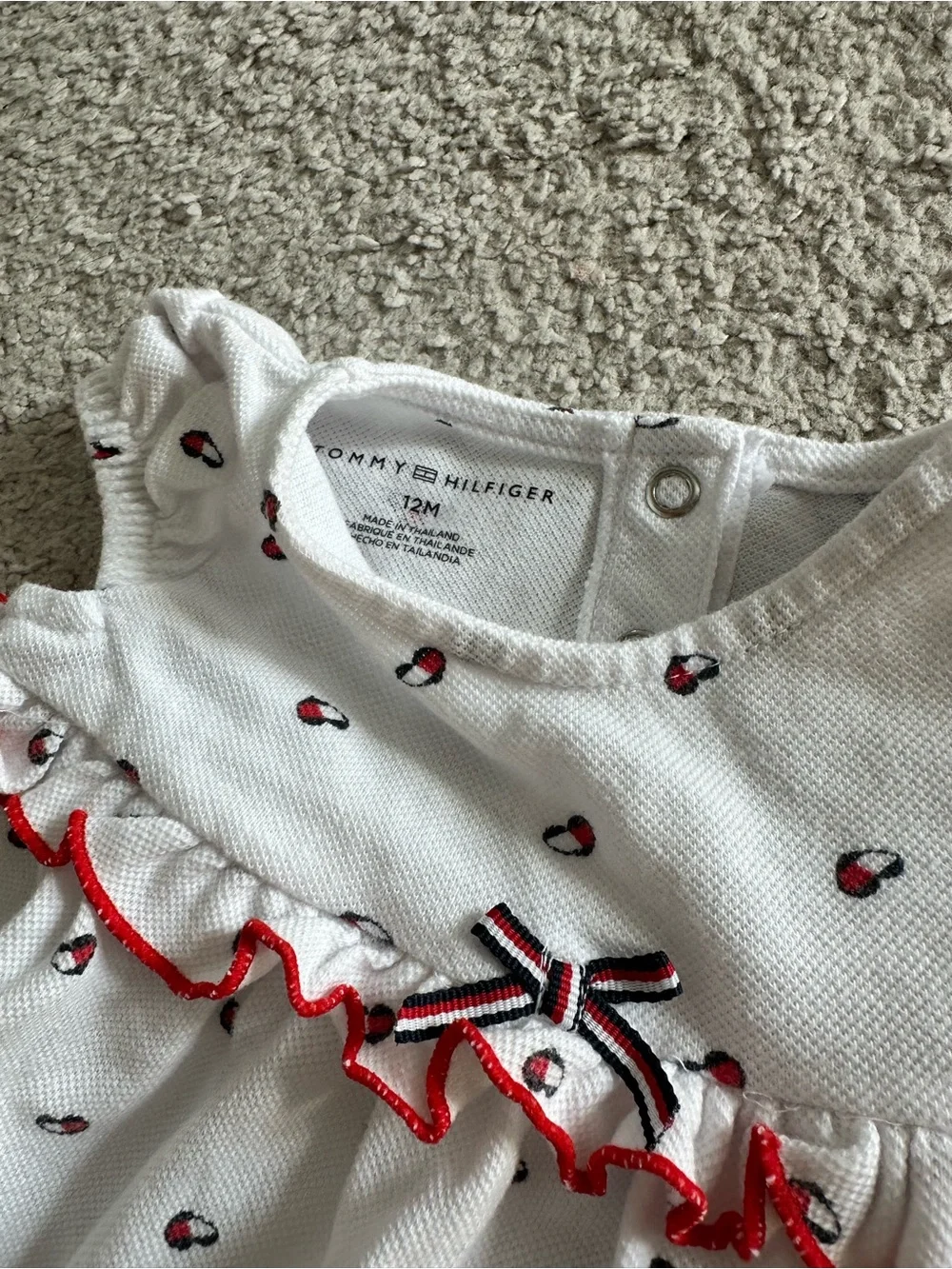Tommy Hilfiger Baby White Red Trim Two-Piece Too & Bloomers